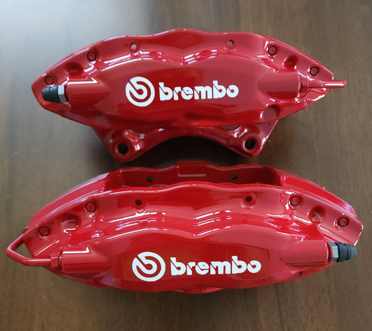 Sting Red Brembo Brakes with White Brembo Logos