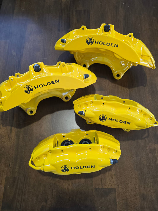 Devil Yellow Brembo Brakes with Black Holden Logos